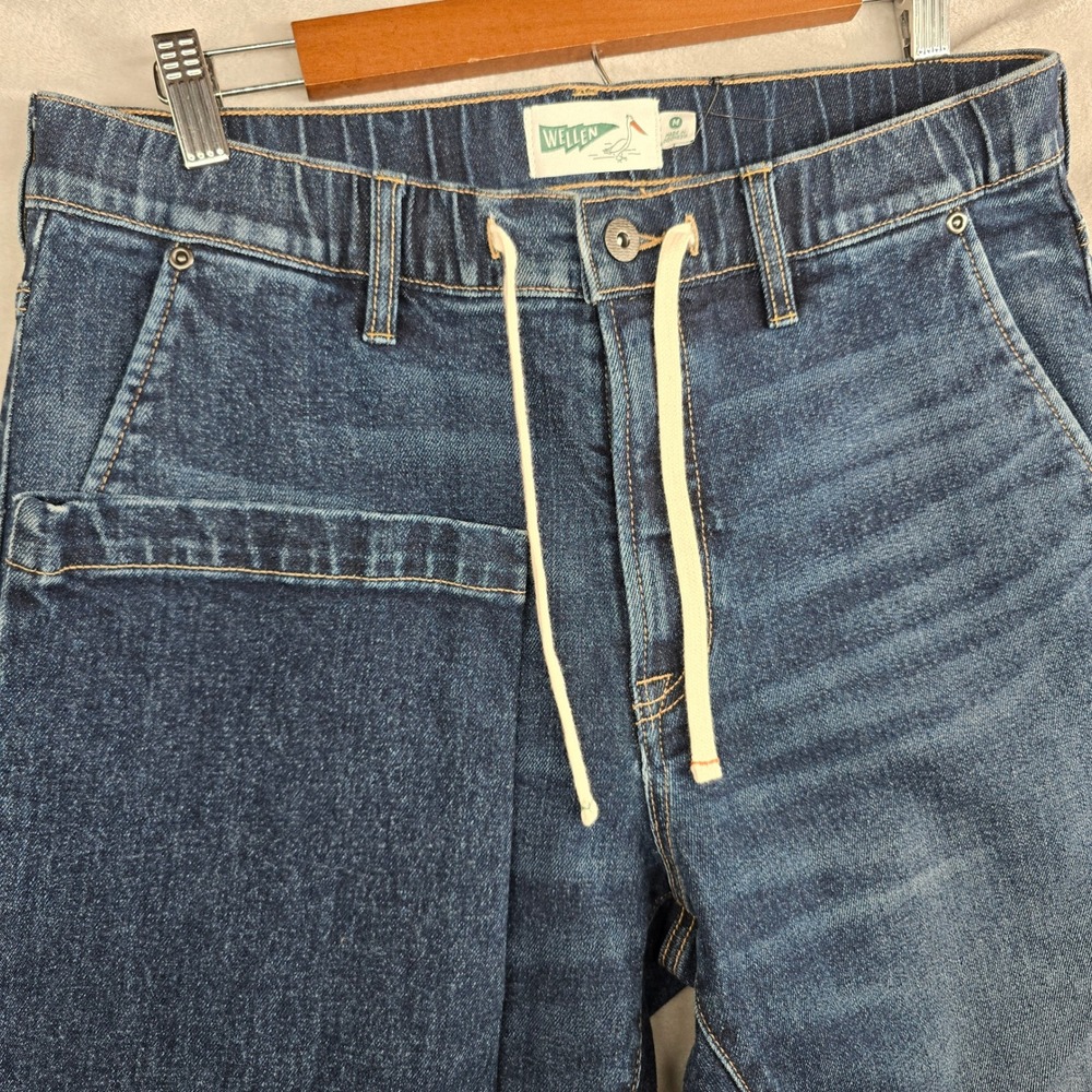 Wellen Men Jeans Dark‎ Wash Drawstring Waist Straight Size Medium 32 Huckberry